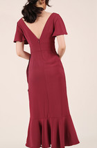 Summer Red Cap Sleeve Midi Dress Custom Plus Size Wedding Guest Shift Dress image 4