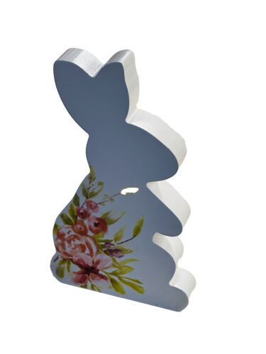 Hobby Lobby Wooden Floral Painted Bunny Silhouette Figurine 8.25&quot; Tall EC! - $39.48