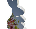 Hobby Lobby Wooden Floral Painted Bunny Silhouette Figurine 8.25&quot; Tall EC! - £31.73 GBP