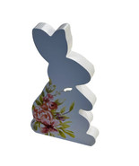 Hobby Lobby Wooden Floral Painted Bunny Silhouette Figurine 8.25&quot; Tall EC! - £31.44 GBP