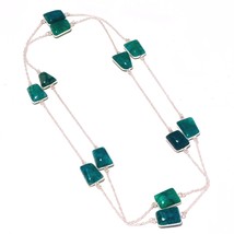 Green Crack Crystal Handmade Gemstone Fashion Necklace Jewelry 36&quot; SA 3168 - £4.69 GBP