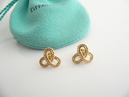 Tiffany &amp; Co 18K Gold Infinity Flower Bead Earrings Studs Gift Pouch Love Classy - £1,361.51 GBP