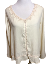 Eyelash Women&#39;s LS Blouse Chiffon w/Lace, Cream Size L - £10.98 GBP