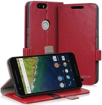 Nexus 6P Wallet Case – VENA [vFolio] Genuine Leather – Flip Cover Stand Case [Sl - $14.82