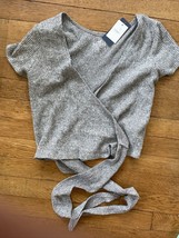 * NWT Womens HOLLISTER gray rib knit soft wrap Short Sleeve tee shirt to... - $8.91