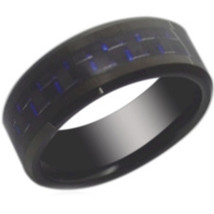 (New With Tag) Black Tungsten Carbide Ring With Carbon Fiber-523 - £47.01 GBP