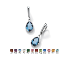 Pear Cut Simulated Birthstone Drop Earrings Sterling Silver March Aquamarine - £78.63 GBP