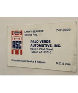 Palo Verde Automotive Vintage Business Card Tucson Arizona BC2 - $76.05 MXN