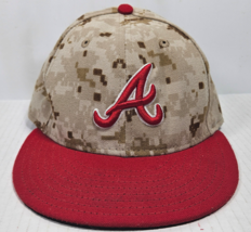 MLB Atlanta Braves Red Camo Baseball Hat Cap Fitted Size 7 New Era 59Fifty - $12.95