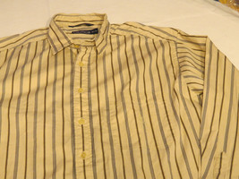 Mens Nautica cotton striped XL long sleeve button up shirt casual lt tan EUC@ - £18.44 GBP