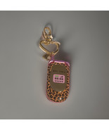 Betsey Johnson Gold Retro Cellular Flip Phone Animal Print Key Fob Bag Charm - $49.95