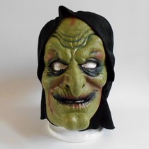 Gemmy Green Witch Full Face Mask Latex With Black Cloth Hood - £26.06 GBP