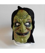 Gemmy Green Witch Full Face Mask Latex With Black Cloth Hood - £25.67 GBP