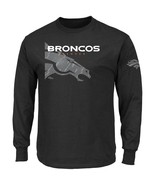 Majestic Denver Broncos Big &amp; Tall Reflective L/S T-Shirt, Black - £18.08 GBP