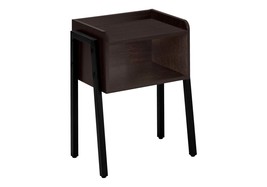 Modern Brown Accent Table: Black Metal Frame - $94.99
