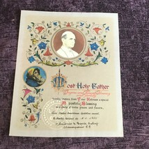 Vintage Certificate of Blessing by the Vatican Christian Memorabilia Pap... - £15.25 GBP