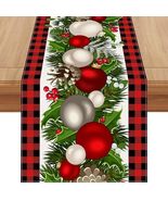  Linen Red and Black Buffalo Check Christmas Table Runner 72 Inches Long... - $5.98