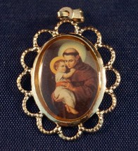 Vintage Religious Plastic Medallion Pendant - $29.77