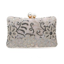 Women&#39;s Fashion Sequin Evening Bag Retro Banquet Handbag Ladies Party Clutch Pur - £76.49 GBP