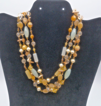 Vintage Necklace Multicolored Lucite Beaded Layered Statement Necklace Gift - $12.96