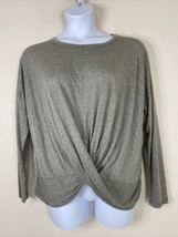 Bobeau Womens Size XL Taupe Stretch Knit Twisted Hem Shirt Long Sleeve - £5.95 GBP