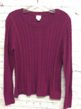A New Day Womens Pullover Sweater Purple Long Sleeve Scoop Neck Cable Kn... - £7.79 GBP