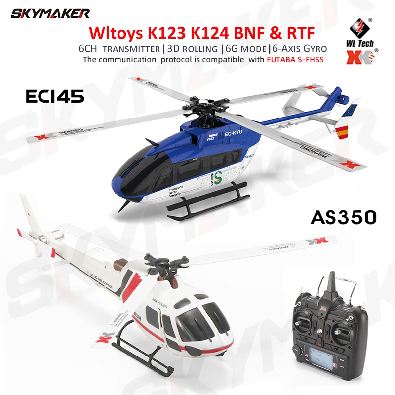WLtoys XK K123 K124 RC Helicotper BNF RTF 2.4G 6CH 3D 6G Modes Brushless Motor - £129.81 GBP+