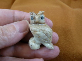 Y-BIR-OW-7) Baby Gray Screech Owl Stone Carving Soapstone Peru Love Night Owls - £6.82 GBP