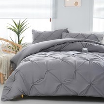 Queen Comforter Set - 3 Pieces Pintuck Bedding Sets Queen, 1 Pinch Pleated Comfo - £59.32 GBP