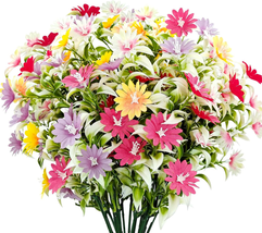 Artificial Silk Wild Flowers Faux Floral 4 Bundles 20 Branches for Outdoor Indoo - £23.18 GBP