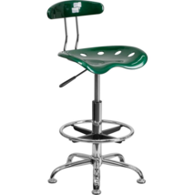 Vibrant Green and Chrome Drafting Stool with Tractor Seat - £107.76 GBP