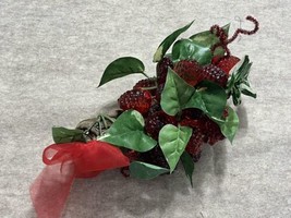 Lucite Acrylic Red Raspberry Berry Cluster Faux Glass On 12&quot; - $50.60