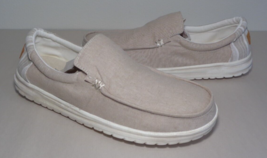Hey Dude Size 13 M MIKKA Chambray Beige Cotton Slip On Loafers New Men&#39;s Shoes - £92.26 GBP