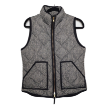 J. Crew Women&#39;s Full Zip Quilted Down Puffer Vest - Size Small Gray Herringbone - $18.81