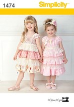 Simplicity Sewing Pattern 1474 Lacey Dresses and Headband Girls 2-6X - £7.27 GBP