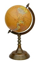 16inch Antique Brass World Globe &amp; Map on Aluminium Stand Office Desk Decor - £73.61 GBP