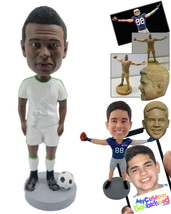 Personalized Bobblehead Male Soccer Player Posing For The Camera With His Ball - - £71.26 GBP