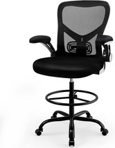 Drafting Chair,Tall Standing Desk Chair Comfortable Office Chair with, Black - £114.29 GBP