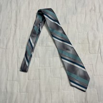 Envoy Silver/blue Diagonal Stripe Neck Tie 57x3 Narrow Classic Dressy Ve... - $9.49