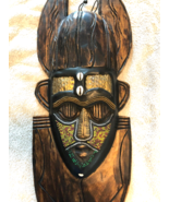 Vintage Ghana African Mask Wooden Senufu Africa Wall Hanging Beaded - £56.77 GBP