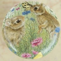 Cabinet Knobs Knob Bunnies in fliowers Rabbit Wildlife bunny #2 - £4.09 GBP