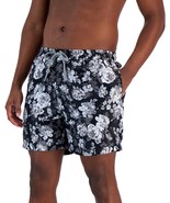 INC Mens Roscoe Quick-Dry Floral-Print 5&quot; Swim Trunks Deep Black Combo-2XL - $19.00 CAD