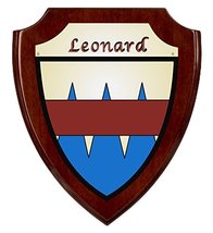 Leonard Irish Coat of Arms Shield Plaque - Rosewood Finish - $48.00