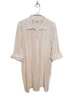 J Jill Shirt Large White Button Up Tuxedo Pleats Pintuck Tunic Button Side. - £28.73 GBP
