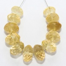 40.10 Cts Natural Citrine Faceted Briolette Beads Loose Gemstone 7x4mm to 10x6mm - £9.49 GBP