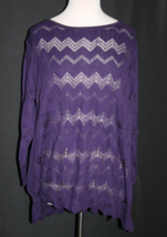 Chicos Easywear Size 3 Chevron 3/4 Sleeve Sweater Grape Purple NEW NWT - £14.77 GBP