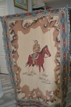 Very Large Woven Wall Hanging of Indian on Pony by Bob Timberlake - £78.62 GBP