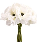 Silk White Anemone Bouquet Home Furnishing Decorative Flowers 3.9&quot; bloom... - $24.67 CAD