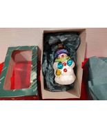 Vintage Christborn Blown Glass Snowman Hand Painted Christmas Ornament G... - £15.13 GBP