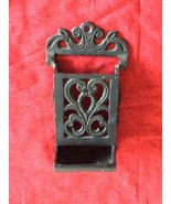 Vintage Wall Mount Black Cast Iron Fireplace Country Kitchen Matchbox Holder - $19.79
